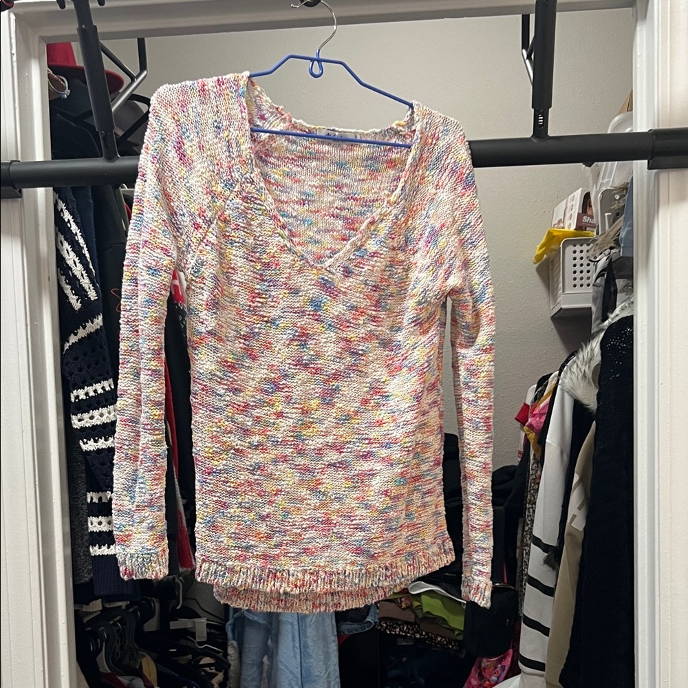Women’s Multicolor V-Neck Knit Sweater